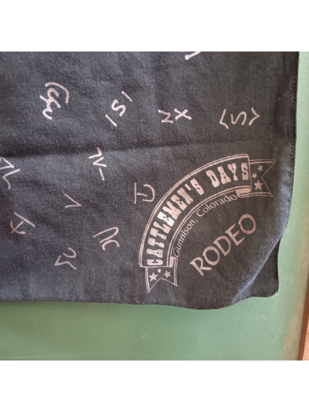 Vintage Hanky Bandana Cattlemens Days Rodeo Black Gunnison Colorado 20x20